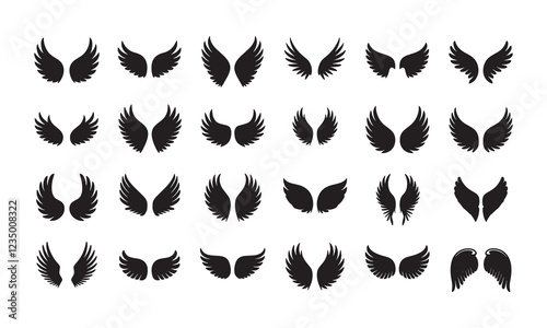 Wings icons set. Simple set of wings vector icons for web design on white background 
