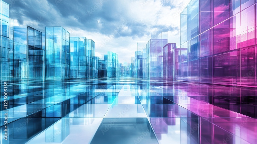 Futuristic Glass Cityscape Architectural Design Rendering Futuristic Glass Cityscape Architectural Design Rendering