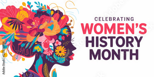 Women's history month celebration background generative ai in colorful pastel flowers. 