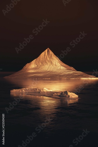 Mesmerizing nature landscape illuminated by light on a copper backdrop, creating a simple minimalist design