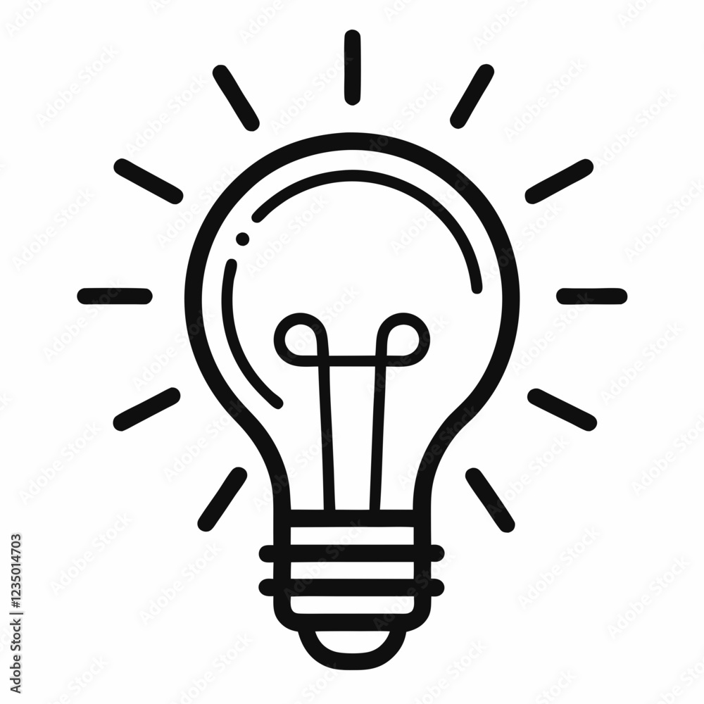 Simple Black Line Art Lightbulb Icon Representing Inspiration Simple Black Line Art Lightbulb Icon Representing Inspiration