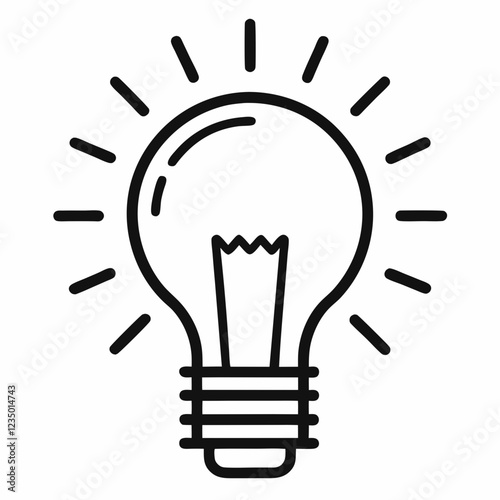 Simple Black Line Art Lightbulb Icon Representing Inspiration