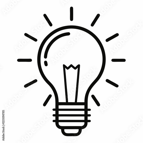 Simple Black Line Art Lightbulb Icon Representing Inspiration