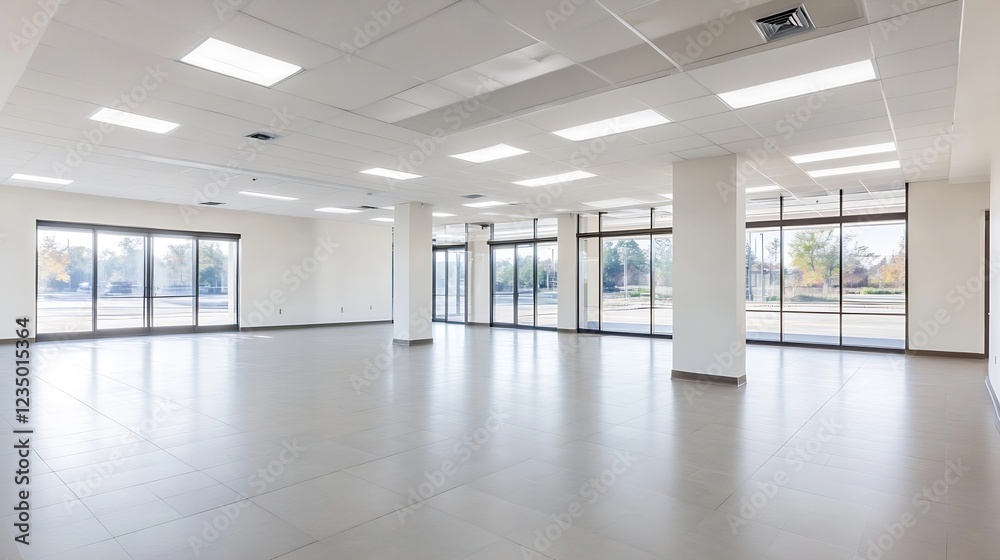 Fototapeta premium Spacious Modern Office Space with Ample Natural Light and Minimalistic Design : Generative AI