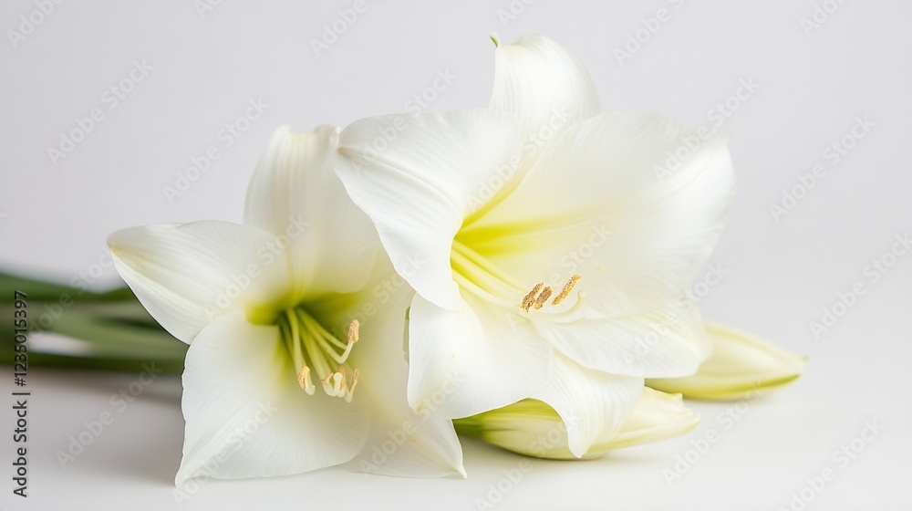 Elegant White Blooms Against a Soft White Background : Generative AI Elegant White Blooms Against a Soft White Background : Generative AI