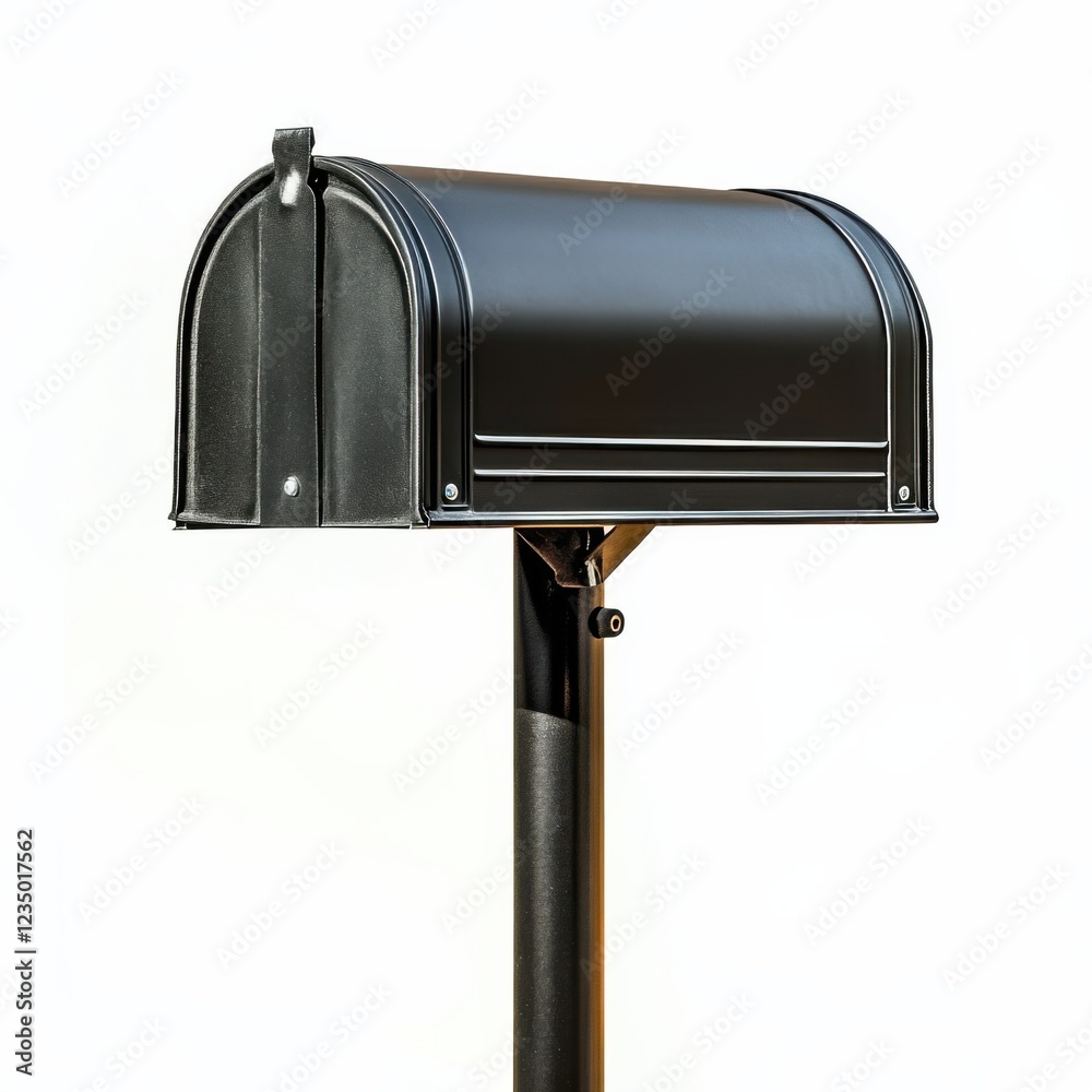 Old rusty metal mailbox on wooden post isolated on white background Old rusty metal mailbox on wooden post isolated on white background