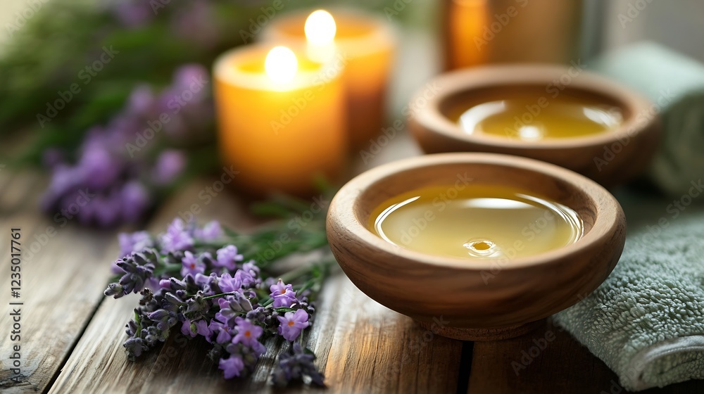 Aromatherapy Candles and Essential Oils Cozy Relaxation Spa Setting with Lavender : Generative AI Aromatherapy Candles and Essential Oils Cozy Relaxation Spa Setting with Lavender : Generative AI