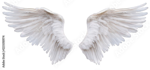 Celestial Flight Soft and Radiant Angel Wings for Spiritual Inspiration. Isolated, On Transparent Background photo