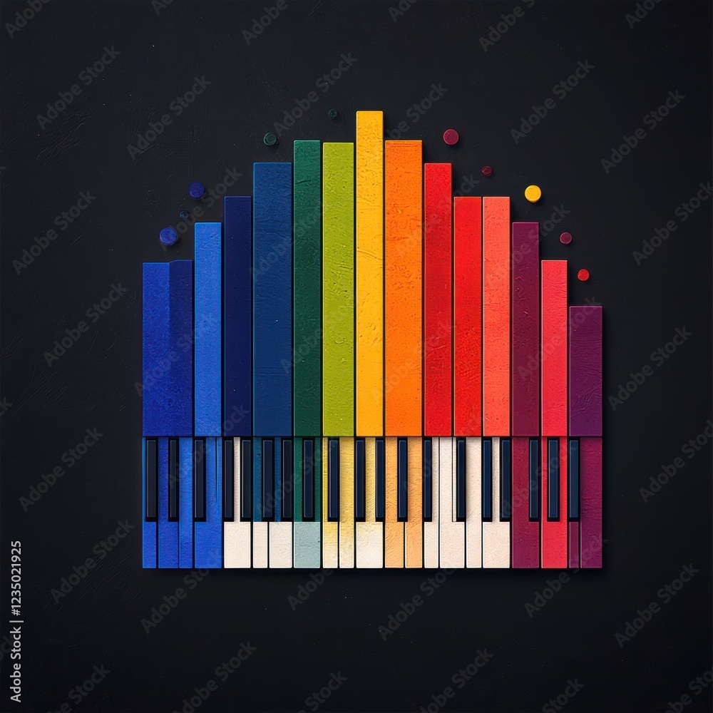 Obraz premium Geometric Piano Keys: Colorful Abstract Background with Gradient Stripes - Vector Illustration