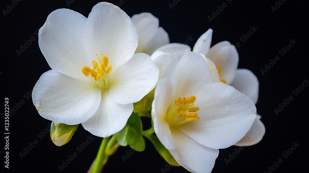 Elegant white gardenias against dark background highlighting delicate petals and natural beauty : Generative AI Elegant white gardenias against dark background highlighting delicate petals and natural beauty : Generative AI