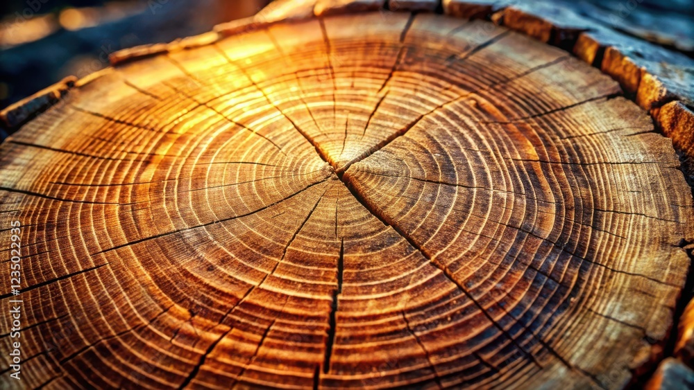 Close-up of a tree trunk cross-section, revealing intricate growth rings and textures, illuminated by a warm, natural light. Close-up of a tree trunk cross-section, revealing intricate growth rings and textures, illuminated by a warm, natural light.