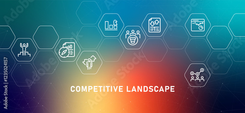 Competitive Landscape gradient header corporate rivalry market research work development opportunity growth value management company project business strategy planning icon design