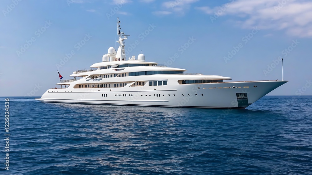 Luxurious private yacht sailing in the open sea under clear blue skies offering ultimate luxury and elegance : Generative AI Luxurious private yacht sailing in the open sea under clear blue skies offering ultimate luxury and elegance : Generative AI