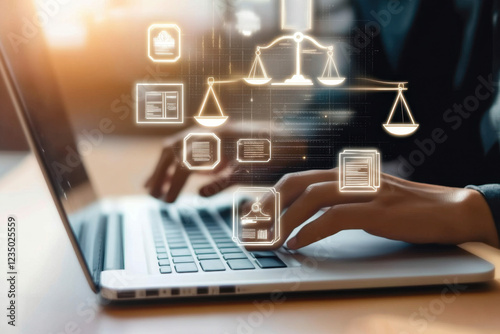 Legal advice online, labor law concept, layer or notary working for business company. 
