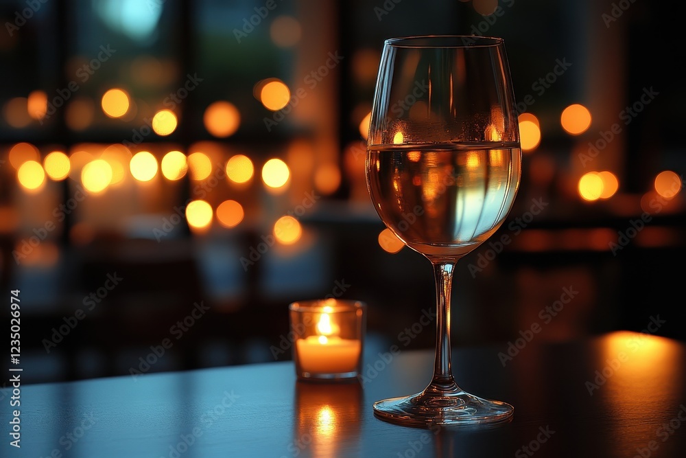 A glass of wine beside a candle, creating a warm, inviting ambiance. A glass of wine beside a candle, creating a warm, inviting ambiance.