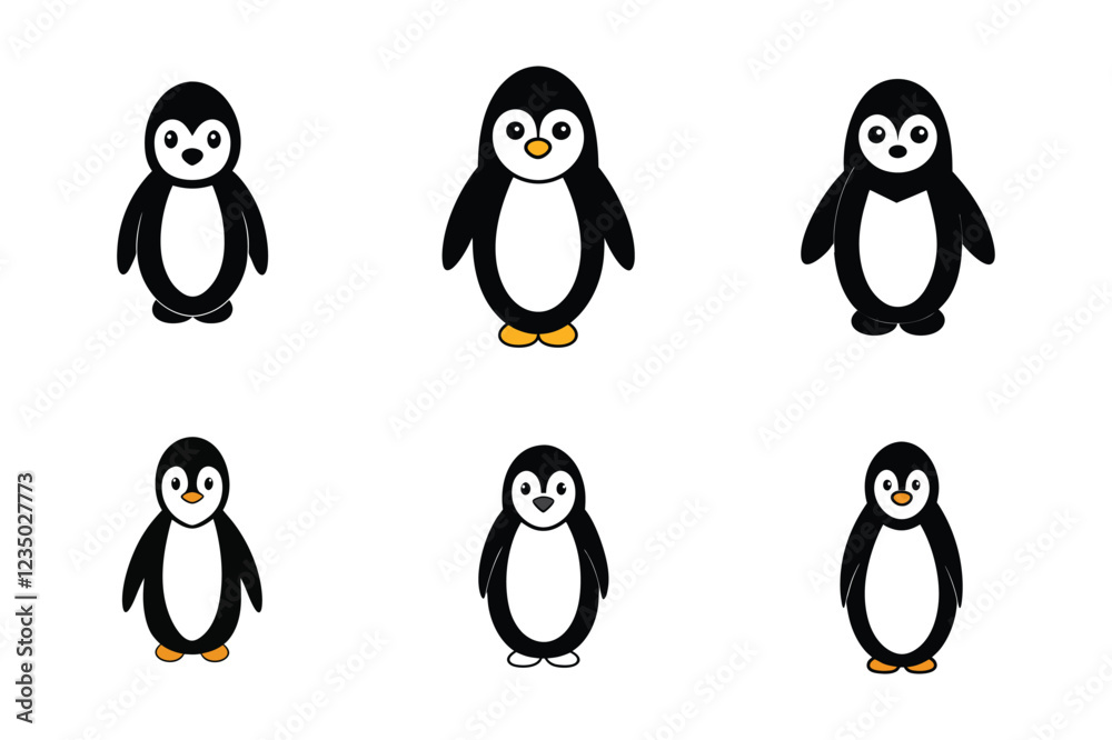 Naklejka premium The Charming Penguin: A Minimalist Design of Antarctic Elegance.