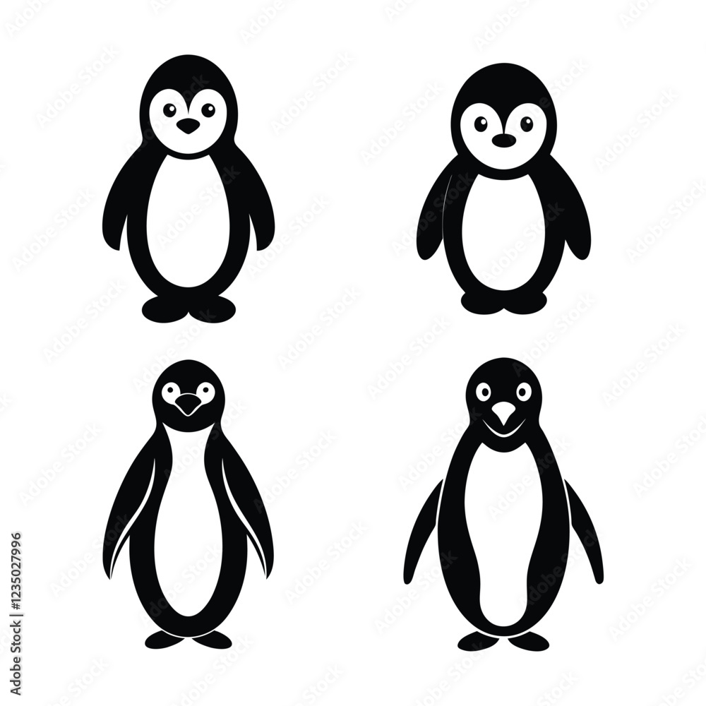 Naklejka premium The Charming Penguin: A Minimalist Design of Antarctic Elegance.
