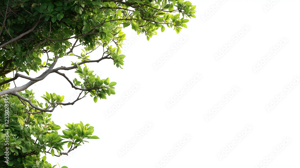 Trees Growing Around Corners on White Background Trees Growing Around Corners on White Background