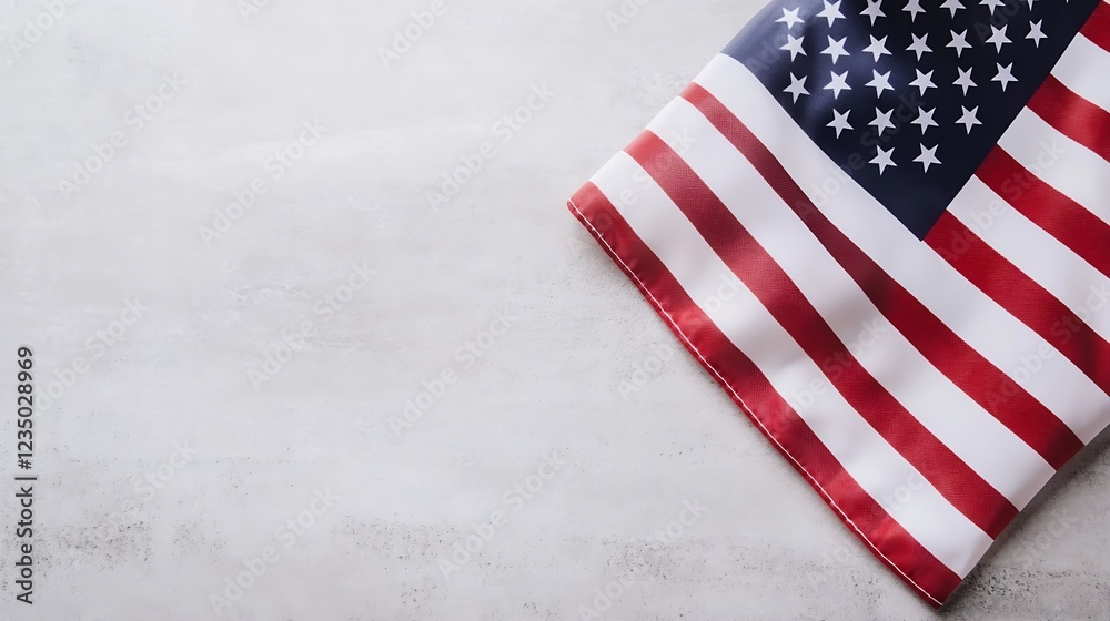 Closeup of American Flag on Subtle Grey Textured Background : Generative AI Closeup of American Flag on Subtle Grey Textured Background : Generative AI