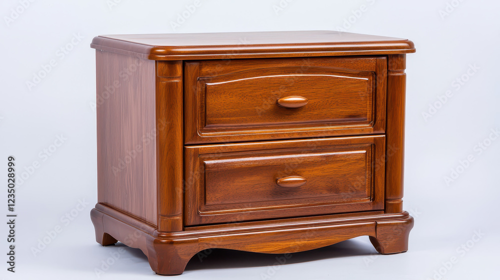 Classic wooden nightstand with two drawers, perfect for storage and style Classic wooden nightstand with two drawers, perfect for storage and style