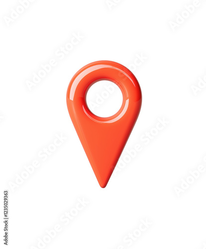 Red map pointer location on transparent background. Navigation, pin, marker, travel, gps, place or destination symbol concept. photo