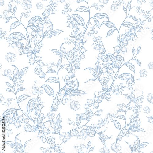 Graphic seamless pattern with flowers.