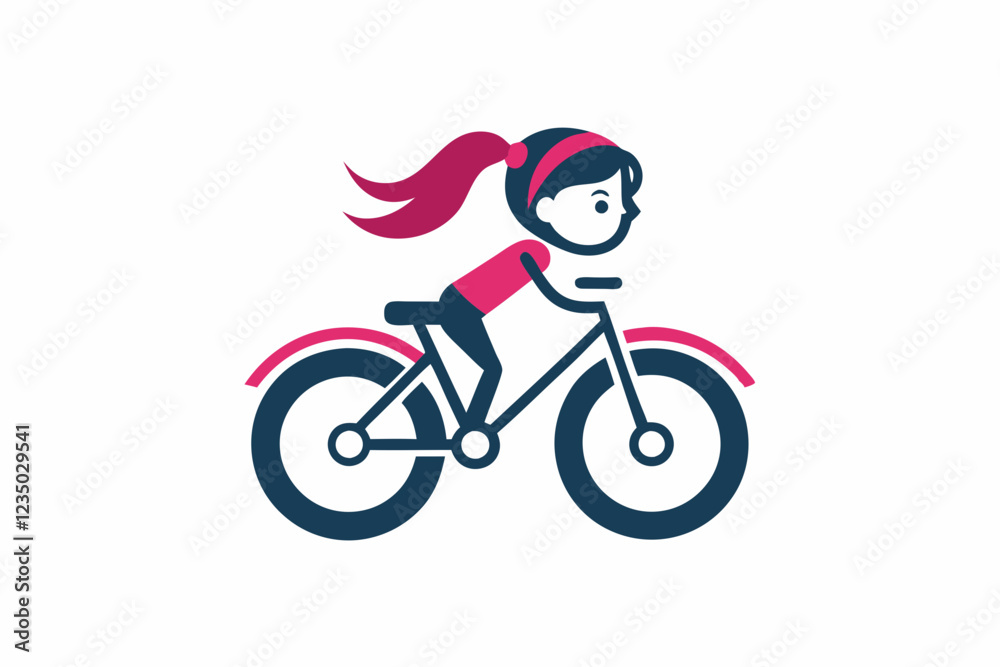 Fototapeta premium bike with woman vector logo with a white background