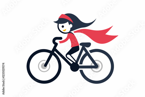 bike with woman vector logo with a white background