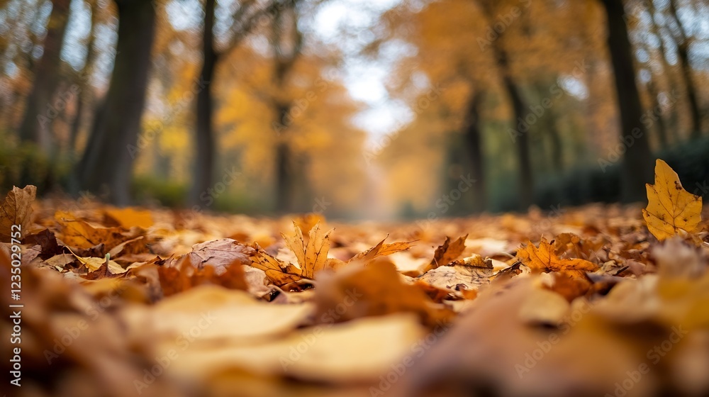 Path Covered with Autumn Leaves in Vibrant Forest Creating a Warm Seasonal Atmosphere : Generative AI Path Covered with Autumn Leaves in Vibrant Forest Creating a Warm Seasonal Atmosphere : Generative AI