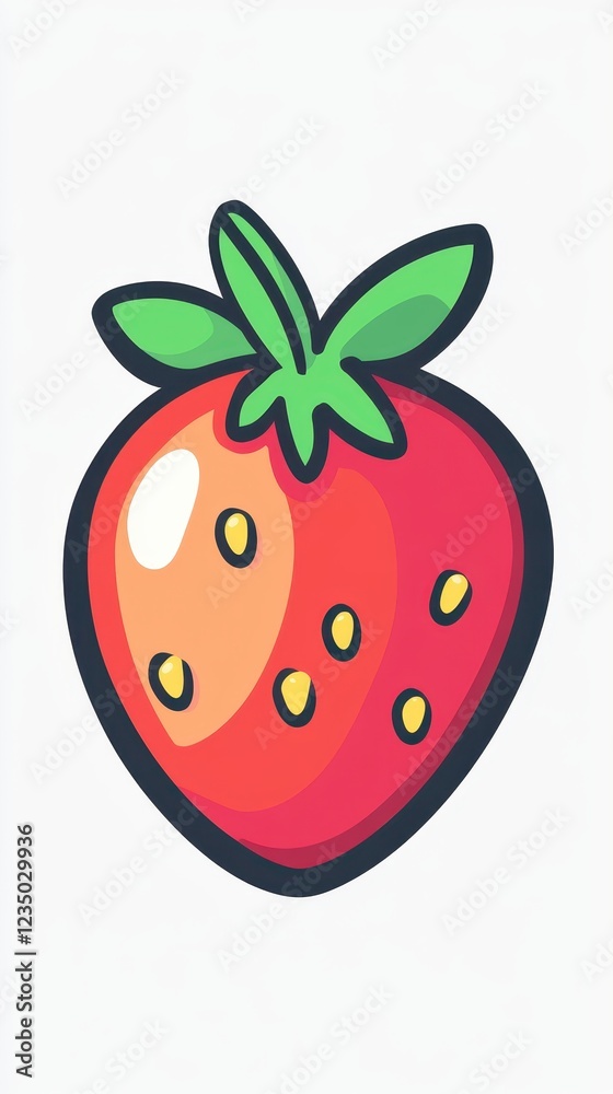 Obraz premium A Cartoon Illustration Of A Single Red Strawberry