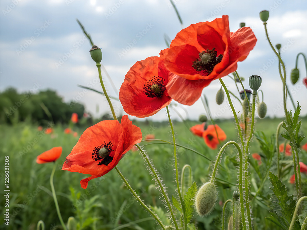 Naklejka premium poppies in the field 