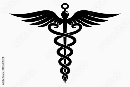 caduceus health symbol asclepius wand icon