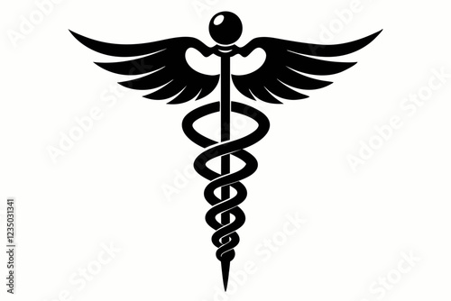 caduceus health symbol asclepius wand icon