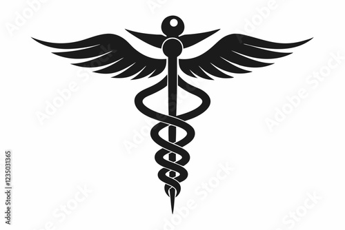 caduceus health symbol asclepius wand icon