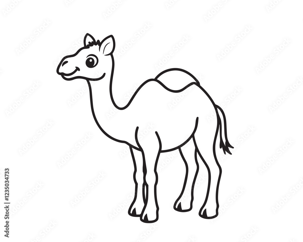 Fototapeta premium camel silhouette vector illustration, line art, outline