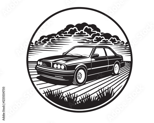 vintage chevrolet muscle car silhouette vector design. isolated white background view from side. Best for logo, badge, emblem, icon, sticker design. available in eps