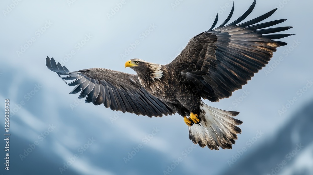 Majestic eagle soaring through a scenic backdrop at dusk revealing nature's beauty in flight Majestic eagle soaring through a scenic backdrop at dusk revealing nature's beauty in flight