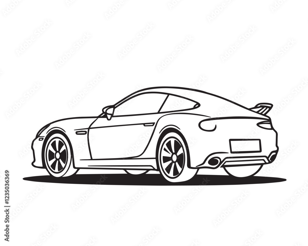 Naklejka premium Black vector illustration of a car on a transparent background. Ideal for automotive designs, transportation themes graphics, and vehicle illustrations