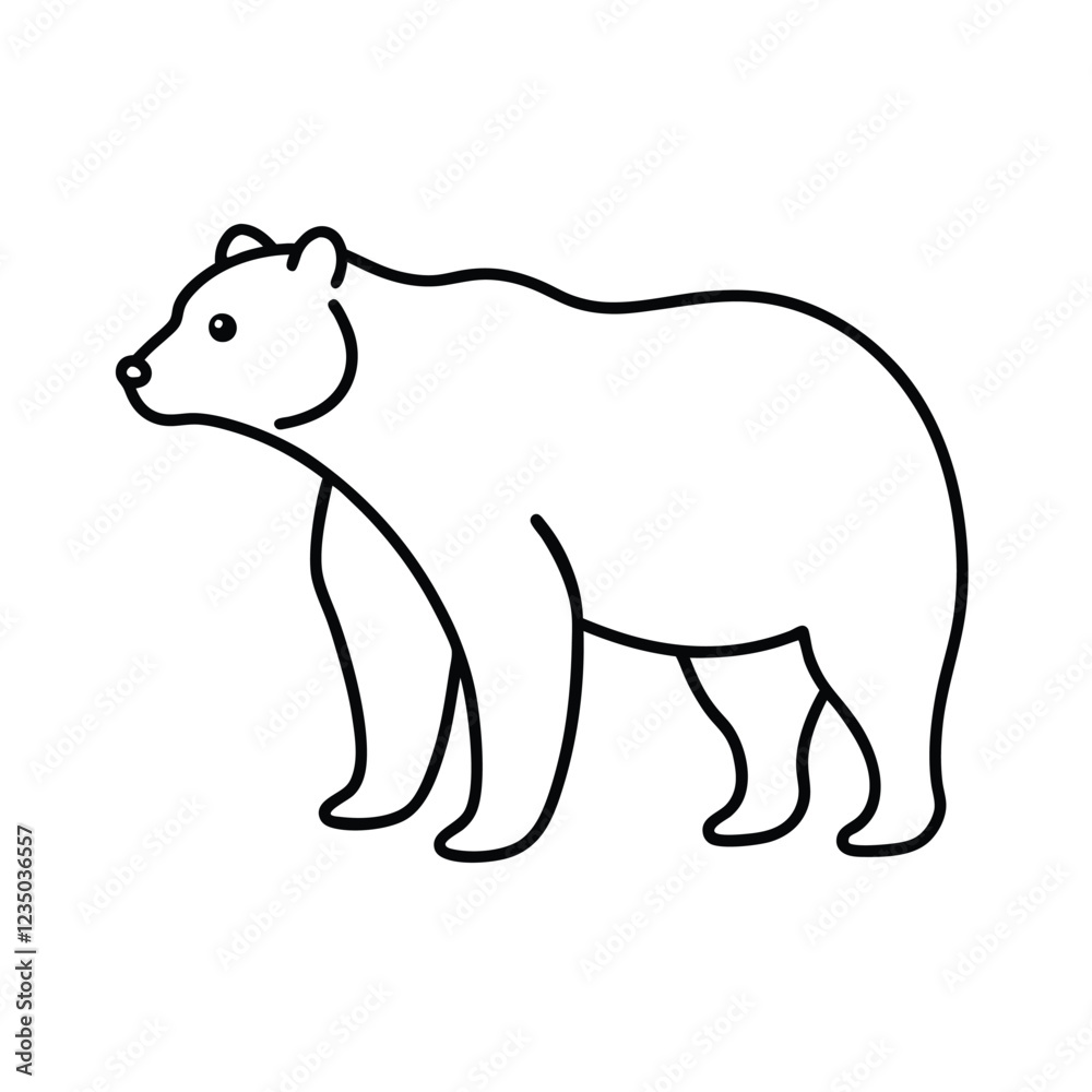 Fototapeta premium Bear Line Art Vector Illustration and Bear Outline, Drawing Vector Design