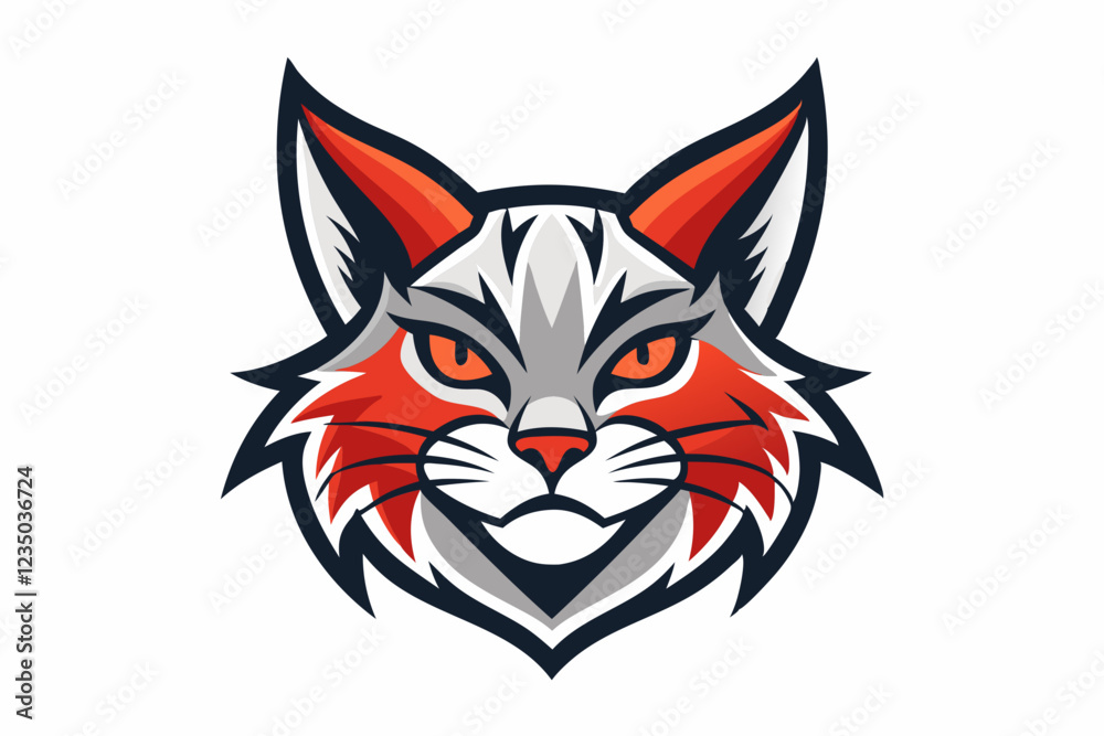 Obraz premium cat head logo vector with white background