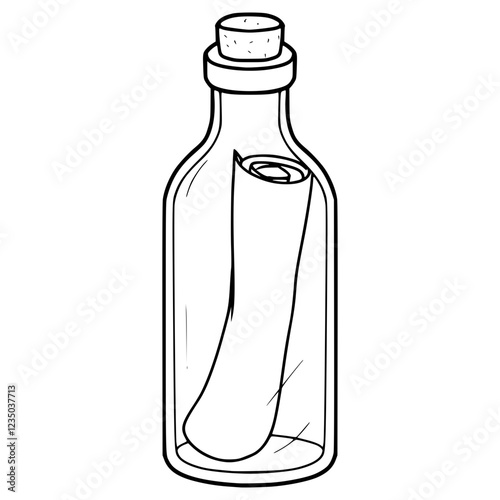 message in bottle illustration hand drawn outline vector