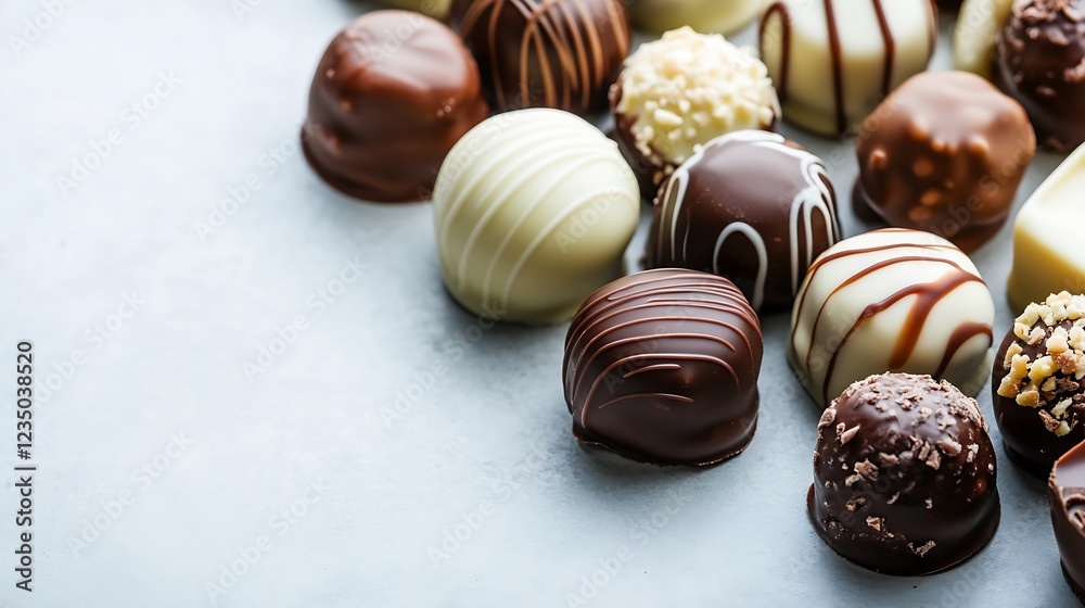 Closeup of Gourmet Chocolate Truffles with Various Designs : Generative AI Closeup of Gourmet Chocolate Truffles with Various Designs : Generative AI