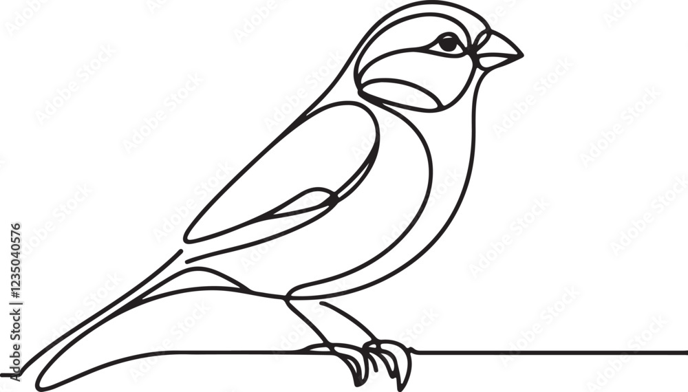 Obraz premium Minimalist Sparrow Line Drawing Vector – Elegant Bird Art