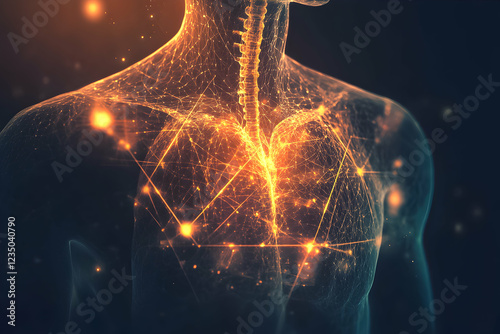 Wallpaper Mural Visualization of the human respiratory system highlighting the interconnected network of the lungs and spine Torontodigital.ca