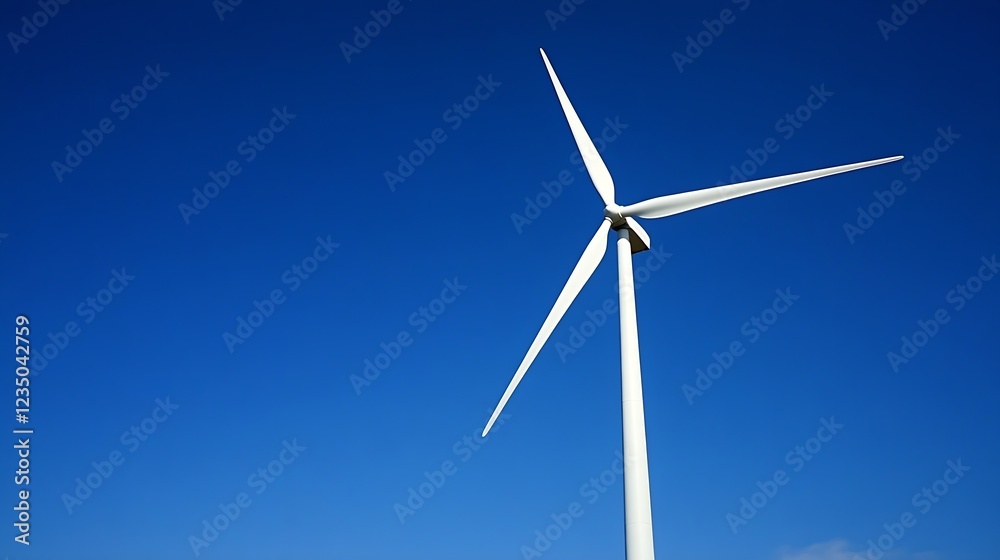 Wind Turbine Against Deep Blue Sky Symbolizing Renewable Energy and Sustainability : Generative AI Wind Turbine Against Deep Blue Sky Symbolizing Renewable Energy and Sustainability : Generative AI