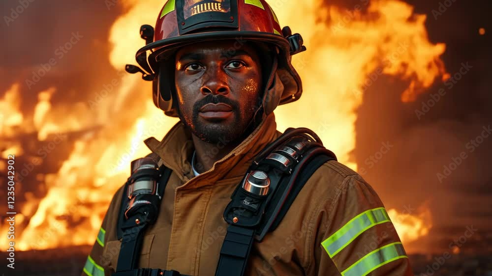 firefighter with burning flame, fire up to sky firefighter with burning flame, fire up to sky