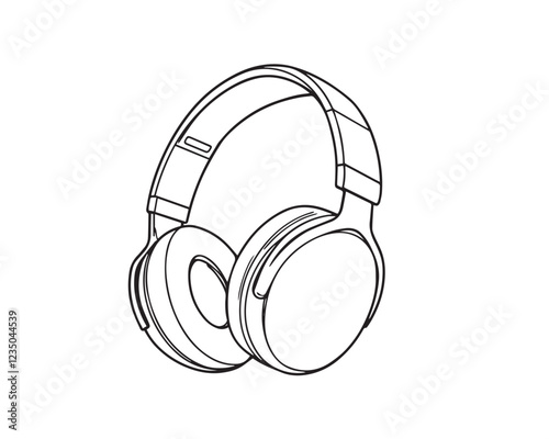 Black and white line art drawing of Overbear Wireless Headphones. Illustrator Artwork vector.
