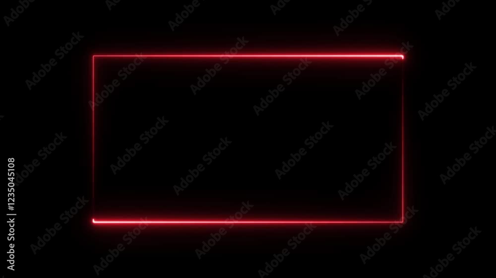 Rectangular frame with moving line.Glowing neon square rectangle picture frame animated icon.