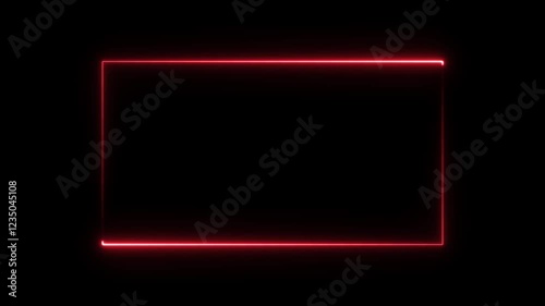 Rectangular frame with moving line.Glowing neon square rectangle picture frame animated icon.