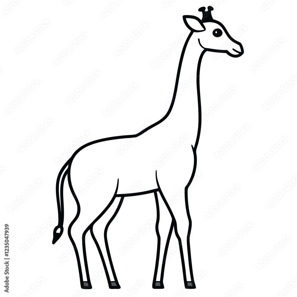 Giraffe Line Art Vector Illustration and Giraffe Outline Drawing Vector Design Giraffe Line Art Vector Illustration and Giraffe Outline Drawing Vector Design
